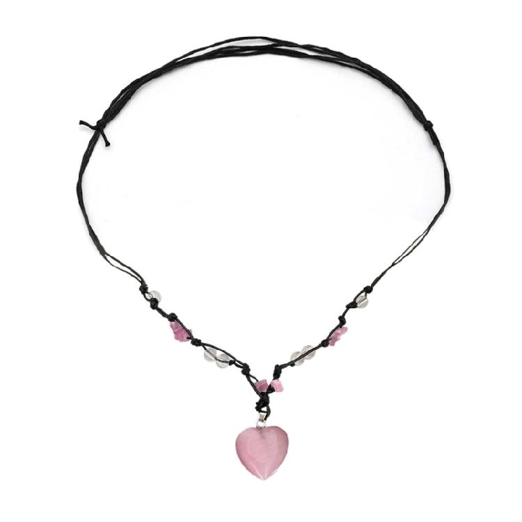 

Heart Stone Choker Chain Woven Rope Transport Lucky Bead Necklace Jewelry Gift