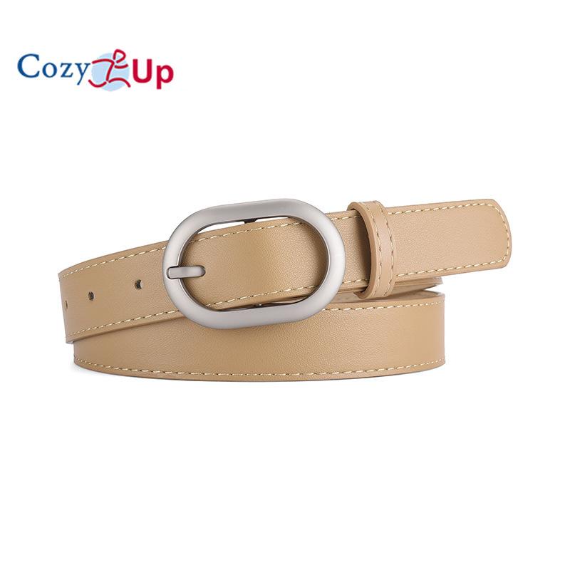 Women's oval PU belt with outer waistband