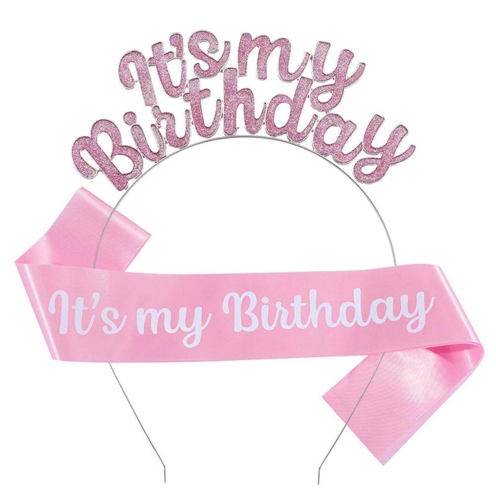 

Sparkling Happy Birthday Headpiece Glamorous Hair Accessory Set Birthday Celebration Style 3