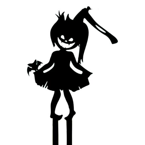 Halloween Garden Stake Metal Art Flying Witch Sign Skeleton Zombie