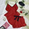 Women's Silky Satin Cami Sleepwear Set Shorts & Tank Top Summer Pajamas Homewear 2-Piece
