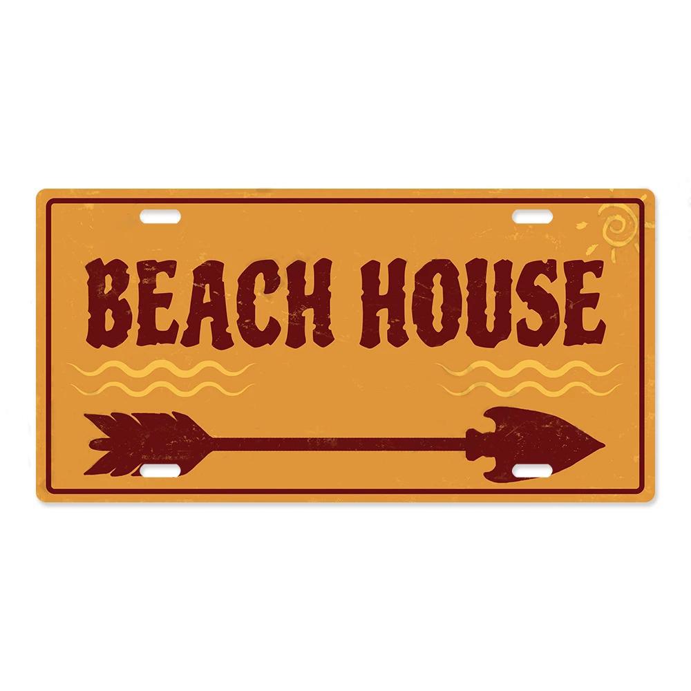 Summer Beach License Posters Wall Decor Plate Meal Sign Plaque Metal Vintage Tin Sign Room Decoration for Bar Pub