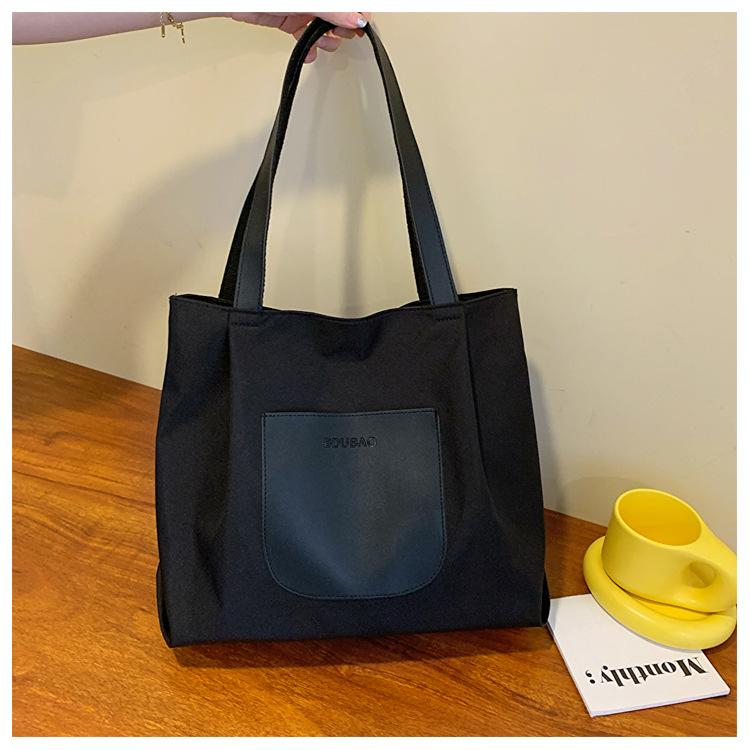 Leisure Large Capacity 2025 Early Autumn New Simple Solid Color Shoulder Canvas Light Travel Tote Bag Women