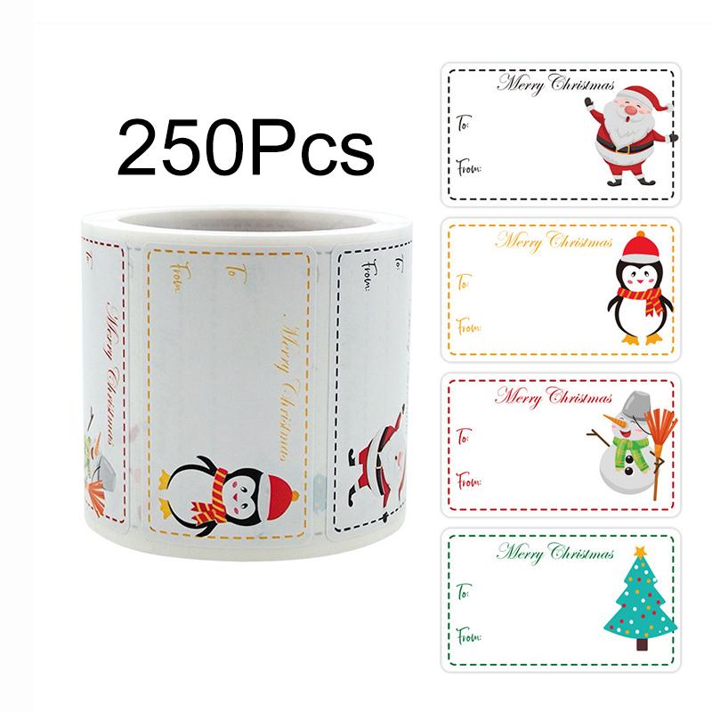 

250 шт./рулон Клейкие наклейки Винтажные Рождество С Рождеством Христовым Рождественские подарки Праздничное украшение Подарочные бирки Этикетка Оберточная бумага syf-236