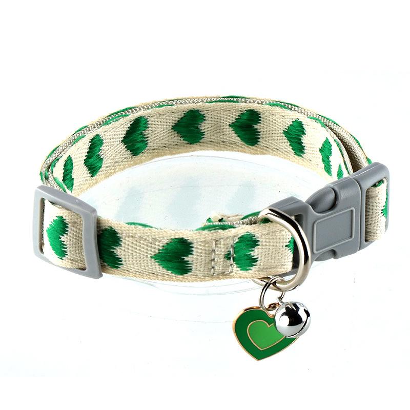 

sticker bell collar cross-border supply cat and dog love pendant new anti-suffocation neck ring 1.5 wide зелёный