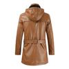 New  Autumn Hooded Winter Men's Leather Long Coat Trench Motorcycle Jackets Trendy Fleece Warm Comfortable Windbreaker