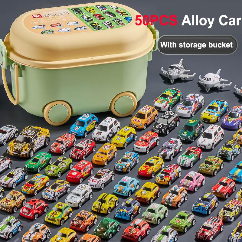 50Pcs Alloy Car Model Children'S Toy Car Pull-Back Car Flying Chess Set Children'S Educational Toy Car Gift With Storage Box