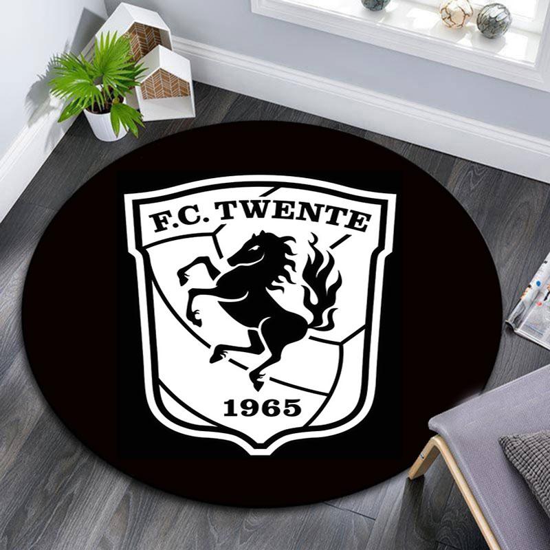 FC Twente Art pattern round rug,Carpet Rug for Living Room Bedroom Playroom ,Non-slip Floor Mat,Holiday Gifts and Birthday Gifts.
