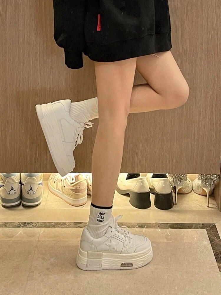 Thick-soled star muffin casual shoes women's 2025 spring and summer new small man height increase versatile white shoes original board