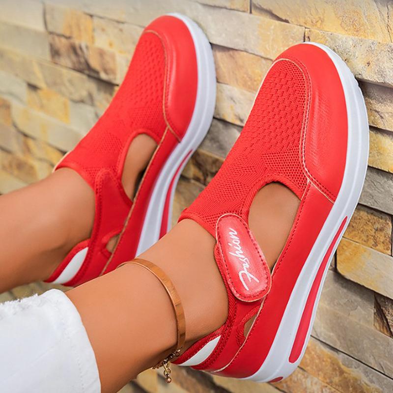 Designer Women Sneakers Wedge Tennis Shoes Red Blue Canvas Women Casual Shoes Ladies Platform Vulcanized Shoe Hollow Out Shoes