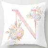 White Pink Alphabet Pillowcase Letter A-Z Flower Pillow Cover Sofa Cushion Cover Home Decor Pillow Cover