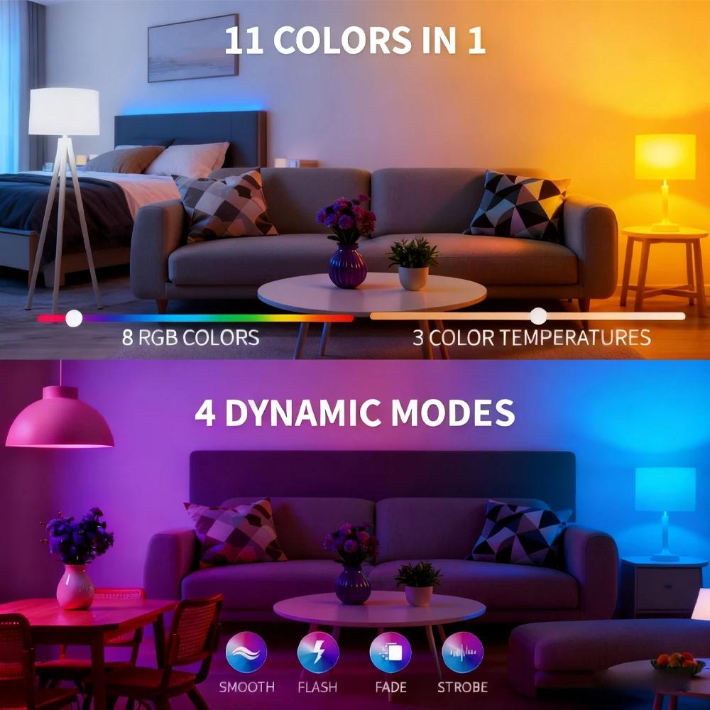 E27 Wireless RGB/CW Stepless Dimming USB Rechargeable Light Bulb with Remote Control Battery-Powered Light Bulb Dimmable/Timer