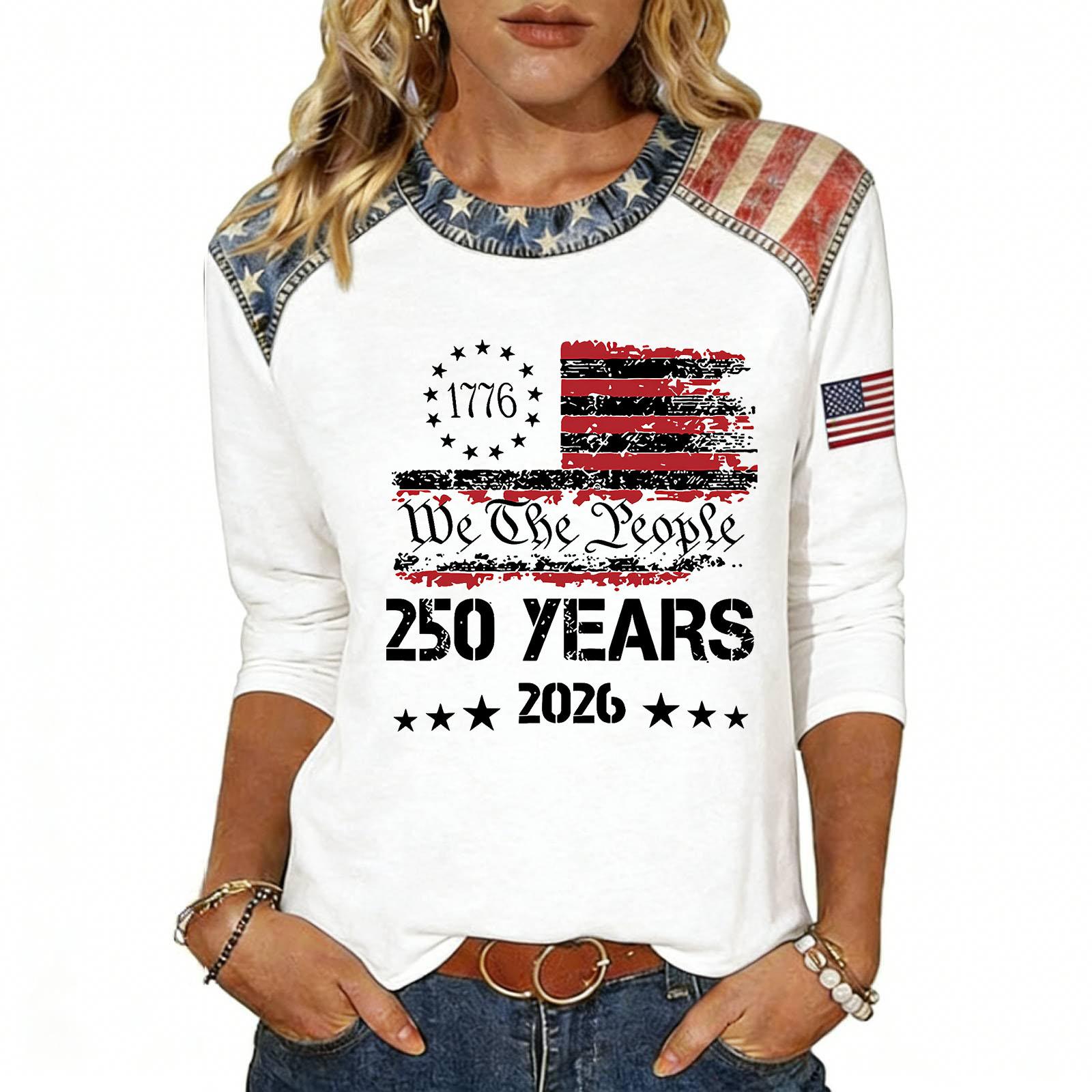 

Women s Fashion Casual Independence Day Print Top XL