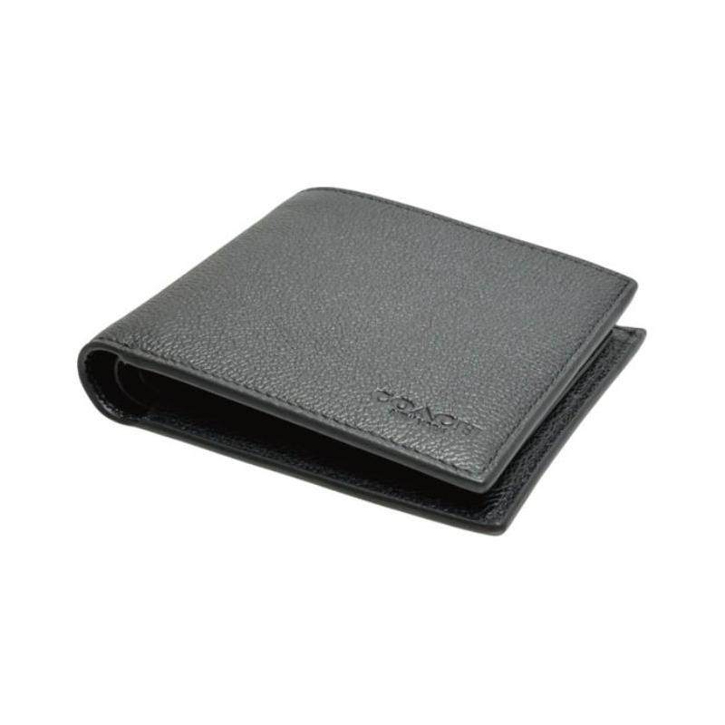 Coach 3 IN 1 Wallet 11 Eight Credit Card Slots Smooth Calfskin Wallet Men's Black