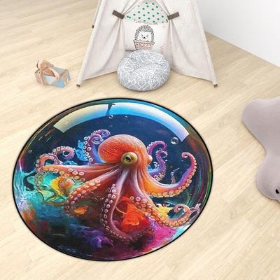 Octopus Rainbow Round Rug Optical Illusion Rugs Circle Mat Playroom Carpet Neo Pop Art RealismFun Childrens Gift Kids Room