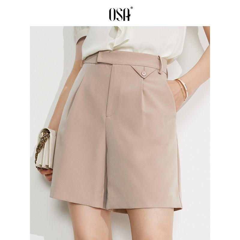 

OSA High Waist Summer Casual Straight Suit Shorts Black S