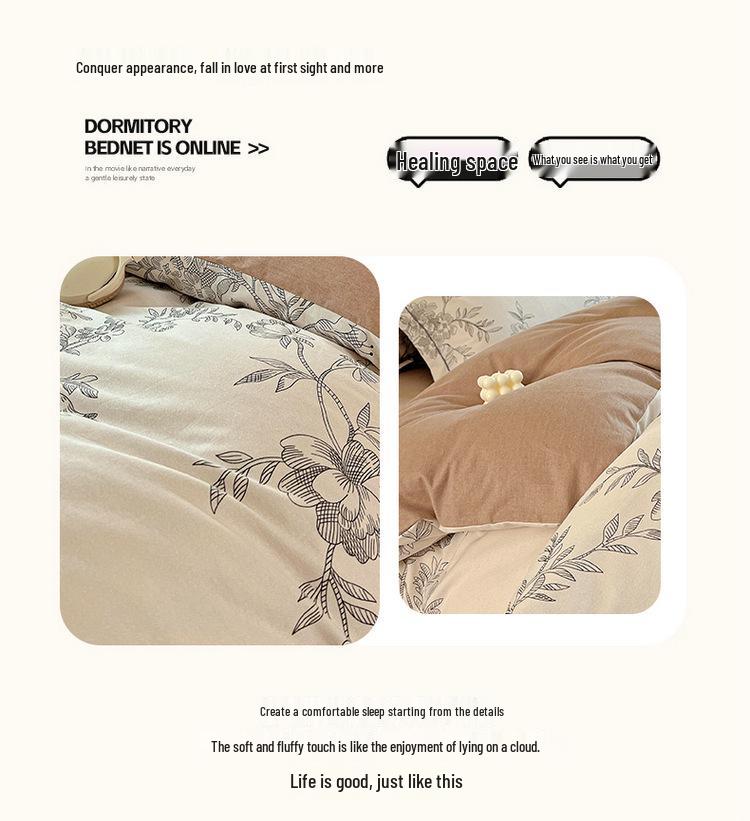 Szczotkowana Czysta Bawełna Antybakteryjna Zimowy Komplet Pościeli - 4-częściowy do Sypialni Głównej