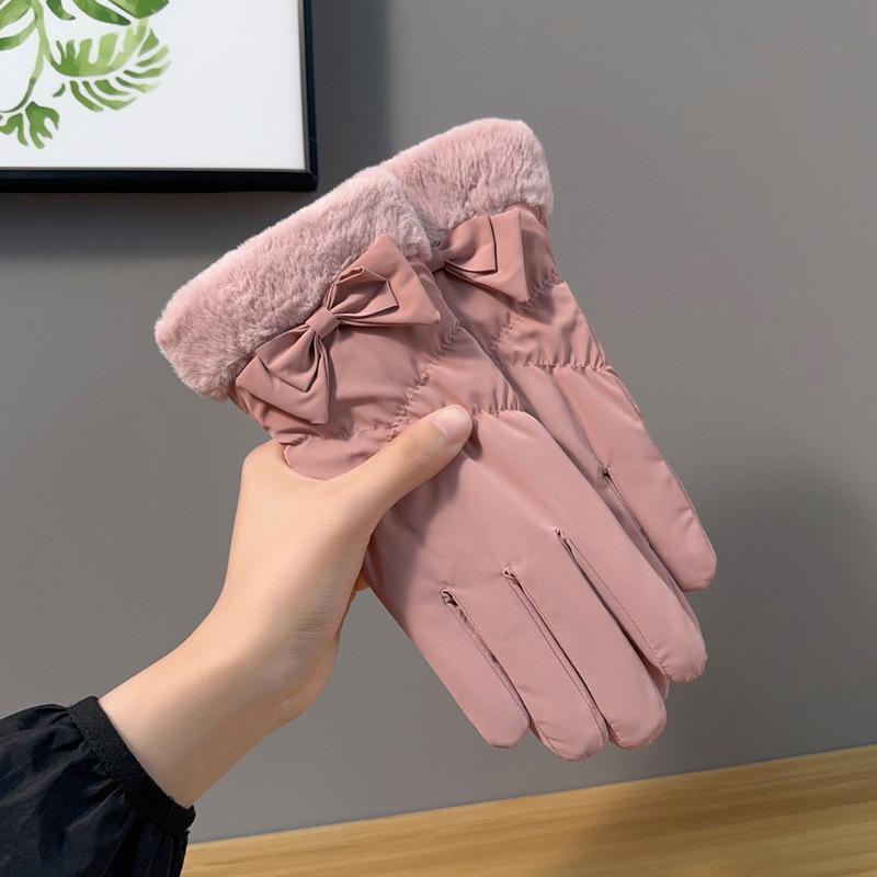 Gloves women autumn and winter velvet thermal cotton driving touch screen