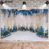 2D Flat Blue & White Floral Wedding Banner Elegant Blue Flower Arch Backdrop for Wedding Photoshoot