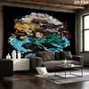 Demon Slayer Kimetsu No Yaiba Wall Tapestry Aesthetic Wall Hanging Printed Fabric Blanket Decorative Tapestries for Bedroom Living Room Home Decor