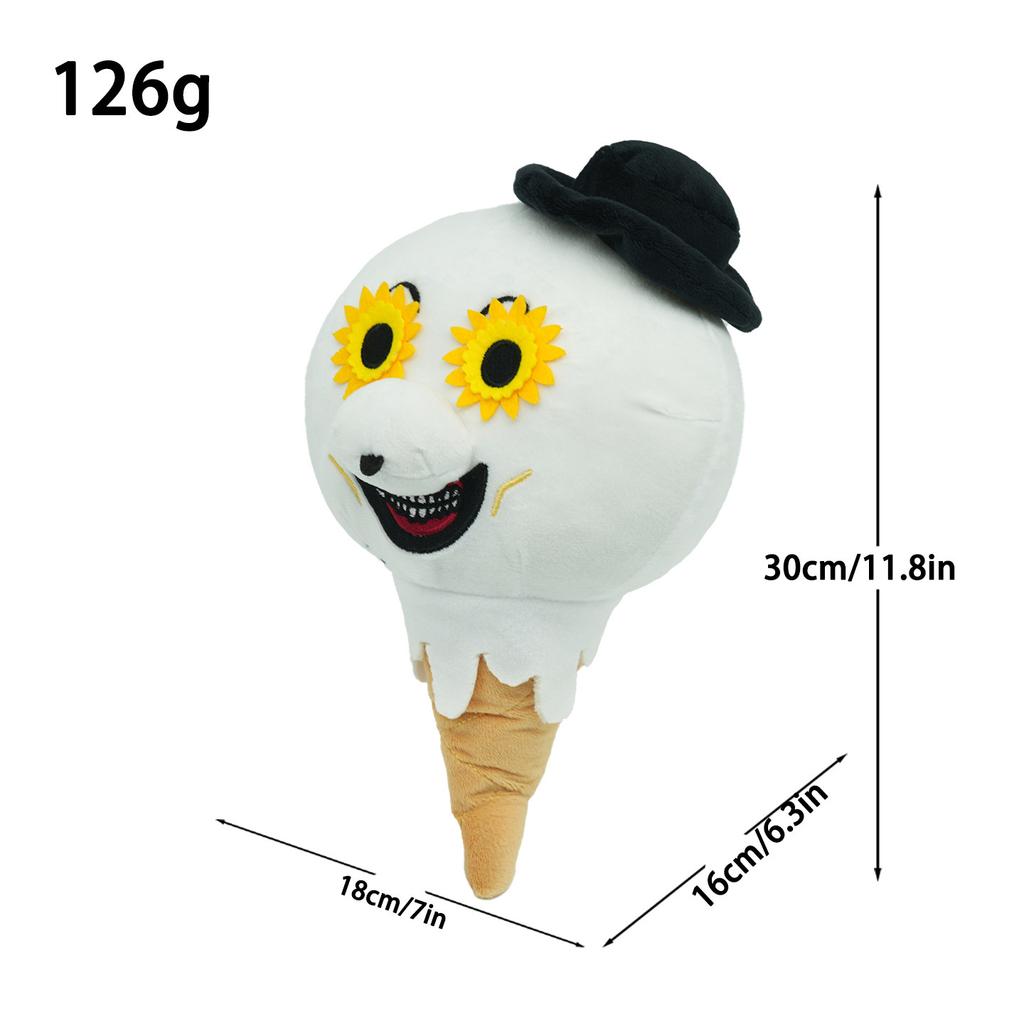 Peluche Giocattolo Clown Spaventoso Gelato Cappello a Cilindro Nero Occhi Girasole Bambola Morbida Imbottita per Collezioni di Feste