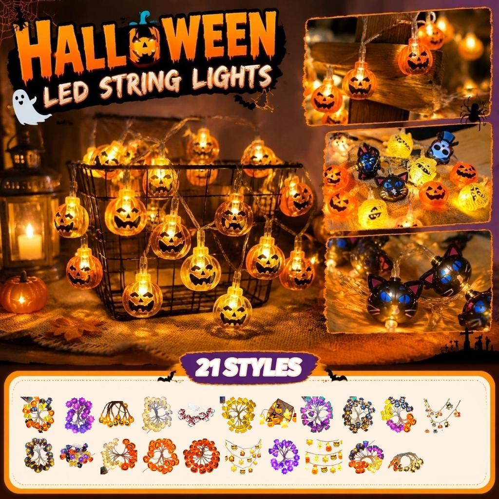 Halloween String Lights with LED Pumpkin and Lights for Outdoor Holiday Decoration