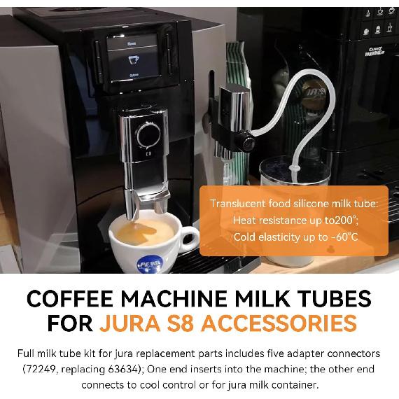 Milk Tube Hose Set with Jura Milk Pipe HP3 Connectors and Hose Brush for Jura Coffee Machines, Coffee Pipe Fit for Jura GIGA 6 10 W10 X5 S8 E8 Z10 Z8