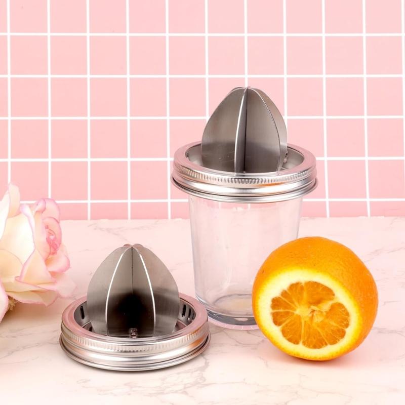 Mason Jar Stainless Steel Juicer Lid Wide Mouth Mason Jar Juicer Lid Stainless Steel Manual Citrus Lemon Juicer Lid Home