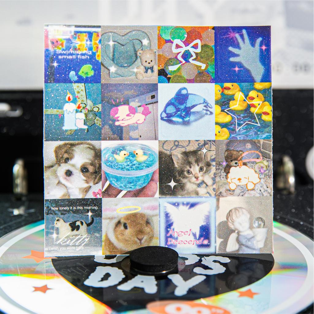 2 Blatt/Beutel Synthetisches Papier Sparkling Fantasy Diary Serie Fantasy Kleine Quadratische Dekorative Aufkleber Für Fotorahmen Kalender