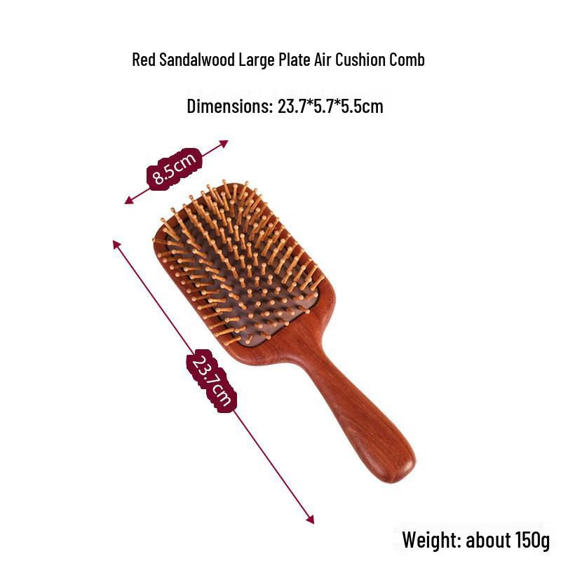  Pettine Massaggiante con Cuscinetto d'Aria in Sandalo Dorato - Pettine Retrò in Legno Massiccio per Capelli Lunghi da Donna