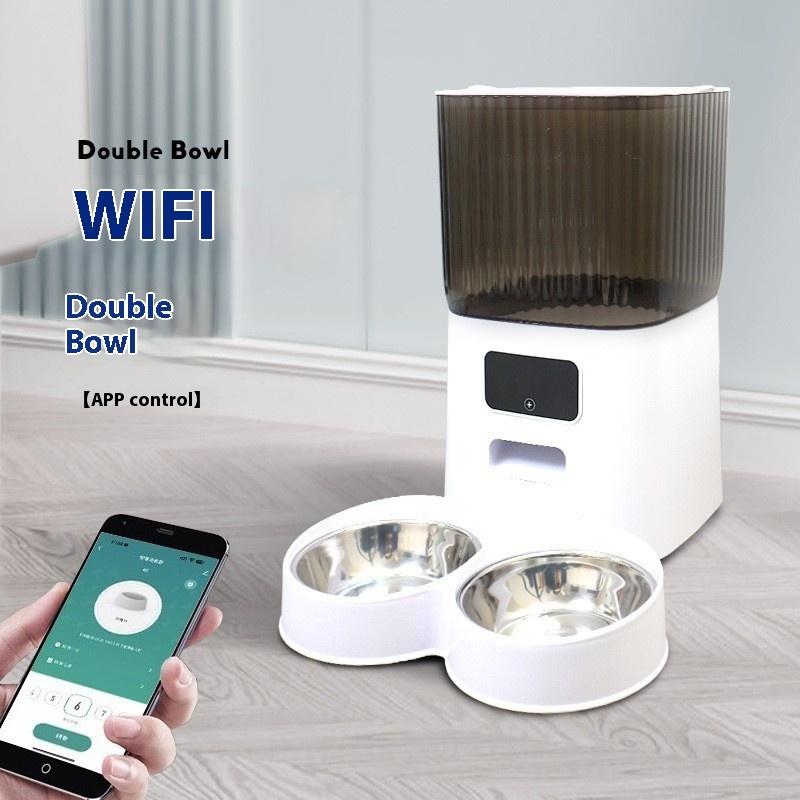 Automatic Pet Feeder Cat Food Dispenser Timed Portion Control Voice Remote Wifi Camera Smart Feeding Device for Home and Travel
