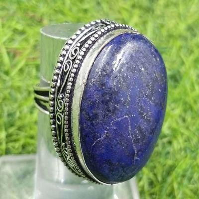 Lapis Lazuli Gemstone 925 Sterling Silver Plated Antique Vintage Ring US SZ 5 Jewelry AVRF97