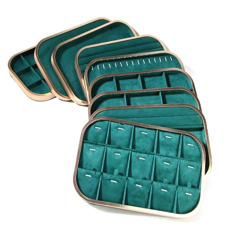 Elegant Velvets Jewelry Storage Tray Pendant Holder Elegant Jewelry Box Stackable Display Showcase Plate for Necklace