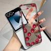 Summer Fruit Cherry Pattern Metal Connector Phone Case for Samsung Galaxy Z Flip3 Flip4 Flip5 Flip6 Flip7 Candy Color Soft TPU
