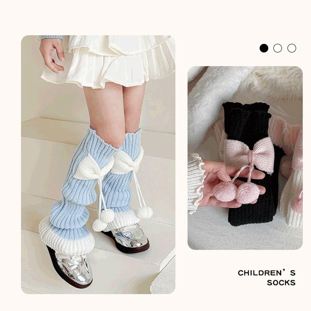 Plüschball Warme Beinstulpe Schleife Stiefelschaft Koreanische Kinder Lange Socken Kinder
