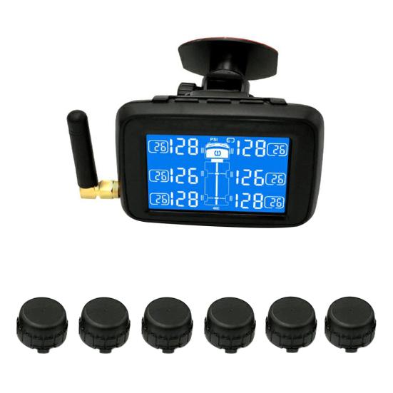 

U901T TPMS для легковых автомобилей, грузовиков, 24 В, беспроводной монитор давления в шинах с 6 внешними датчиками чёрный