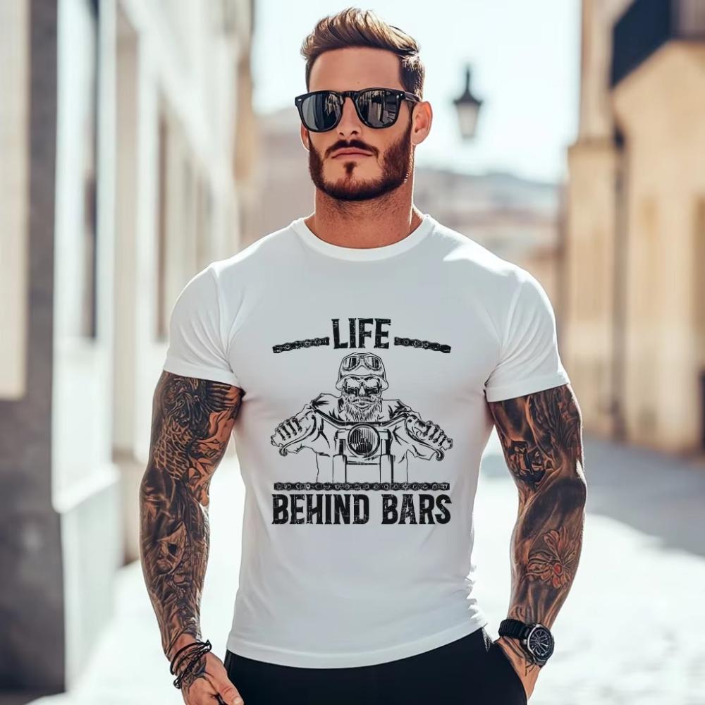 Life Behind Bars Biker Motocyklové Tričko Pánské Oblečení Ležérní Top s Krátkým Rukávem Kulatý Výstřih Tričko Unisex Letní Trička