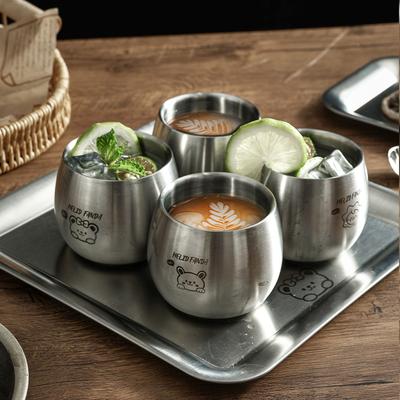 120ML Kaffeetasse 304 Edelstahl Wasserbecher Langlebige Tee-Biertasse Kinder Verdickte Verbrühschutz Niedliche Trinktasse