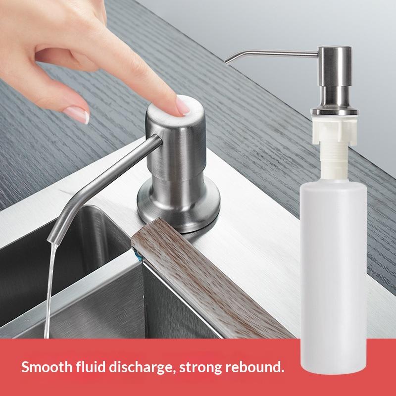 1Pcs Manually Pressing Soap Lotion Dispenser 350Ml Stainless Steel Sink Soap Dispenser Liquid Soap Bottle Kitchen Accessories