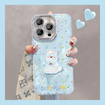 Cute Puppy Doll Suitable for Apple 16pro Mobile Phone Case 15 Advanced Sense 14 All-inclusive Anti-drop 13 Fresh 12/11