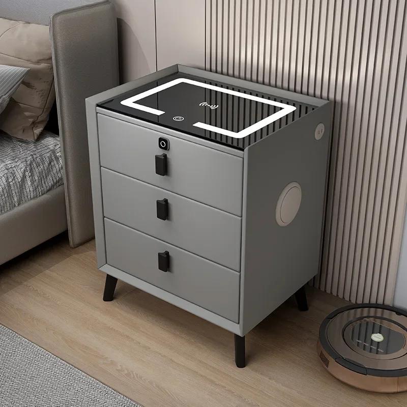 Smart Bedroom Nightstand Modern Minimalist Nordic White Bedside Table Storage Lamp Dimmable Home Furniture
