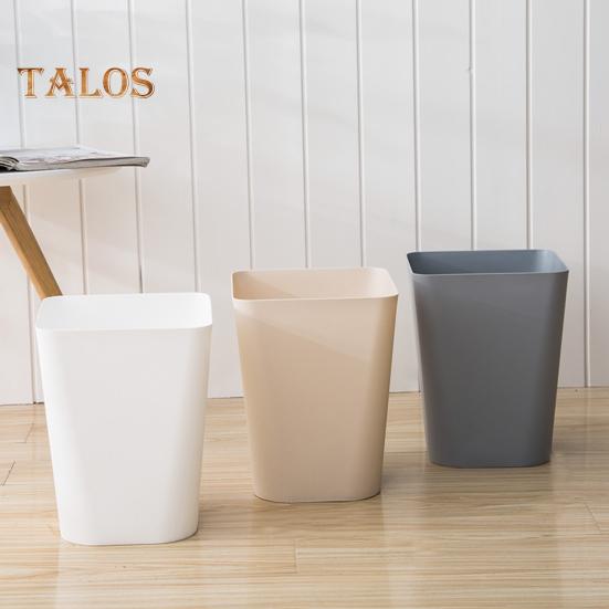 Small Waste Basket Trash Can Large Capacity Solid Color Easy To Clean Indoor Outdoor Plastic Garbage Bin
