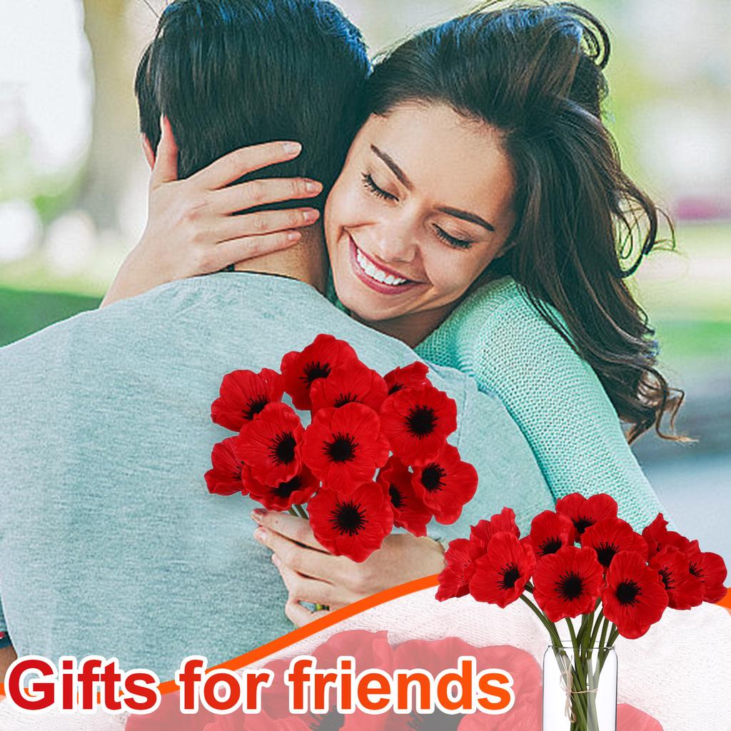 30 Pezzi Papaveri Rossi Artificiali Pu Papaveri Real Touch Fiori Finti Per Tavolo da Cucina Centrotavola Matrimonio Festa Bouquet Nuziale Casa P