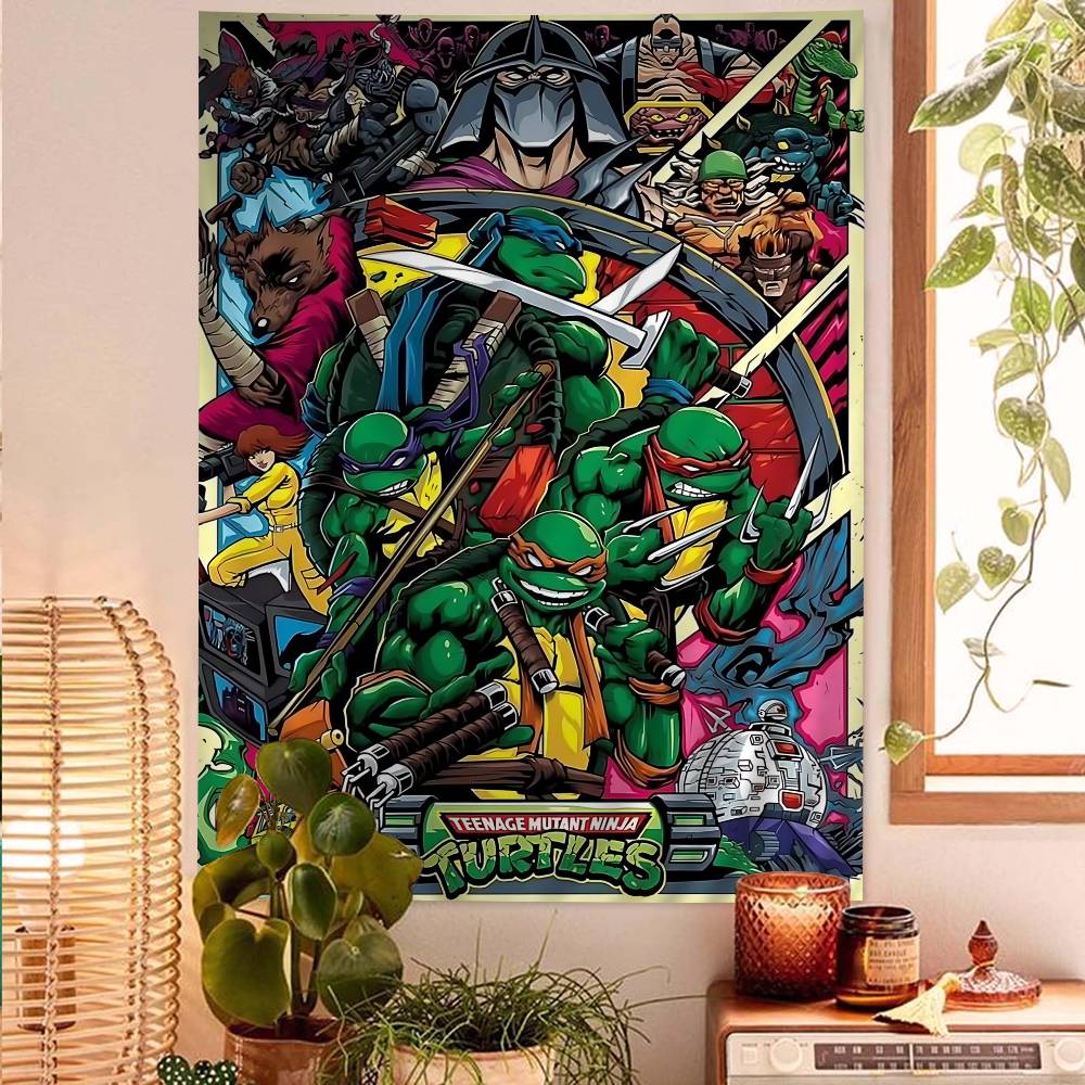 

NNinja Turtles Anime Colorful Tapestry Wall Hanging Hanging Tarot Hippie Wall Rugs Dorm Wall Art Decor 74x94cm(29x37in)