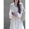 French Platycodon V-neck floral dress women's spring large size fat mm vacation style temperament fairy waist long dress new