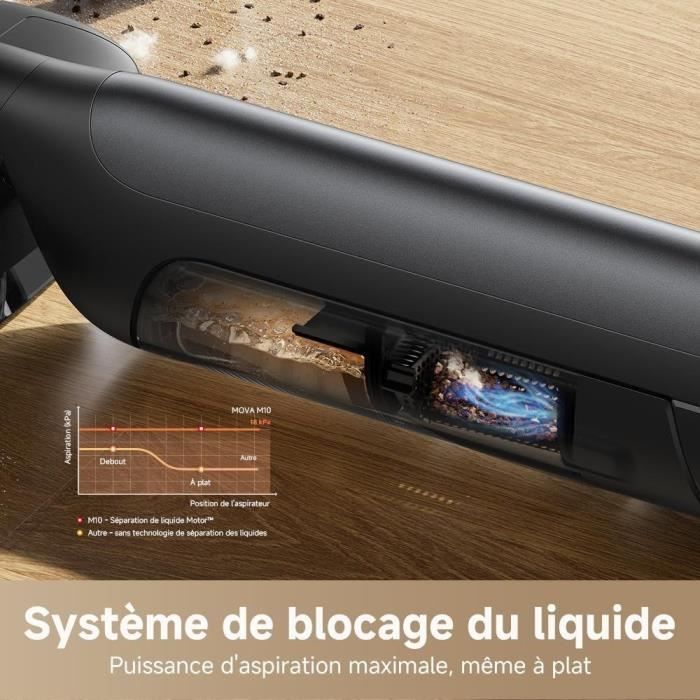 MOVA M10 - Aspirateur Eau Et Poussière - Flexible Et Pivotant À 90° - Lavage De Brosse 75 °C - Aspiration 18 kPa