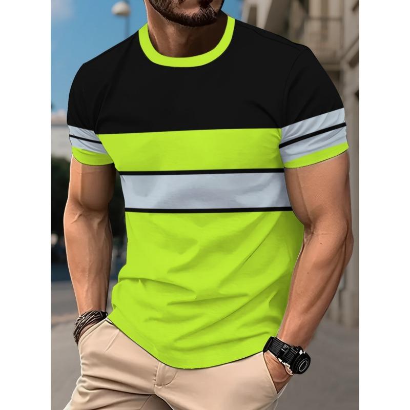 2026 Sommer Herren Europäischer Stil Neues Gestreiftes Print Weiches und Atmungsaktives Rundhals-T-Shirt für Freizeit, Sport und Outdoor