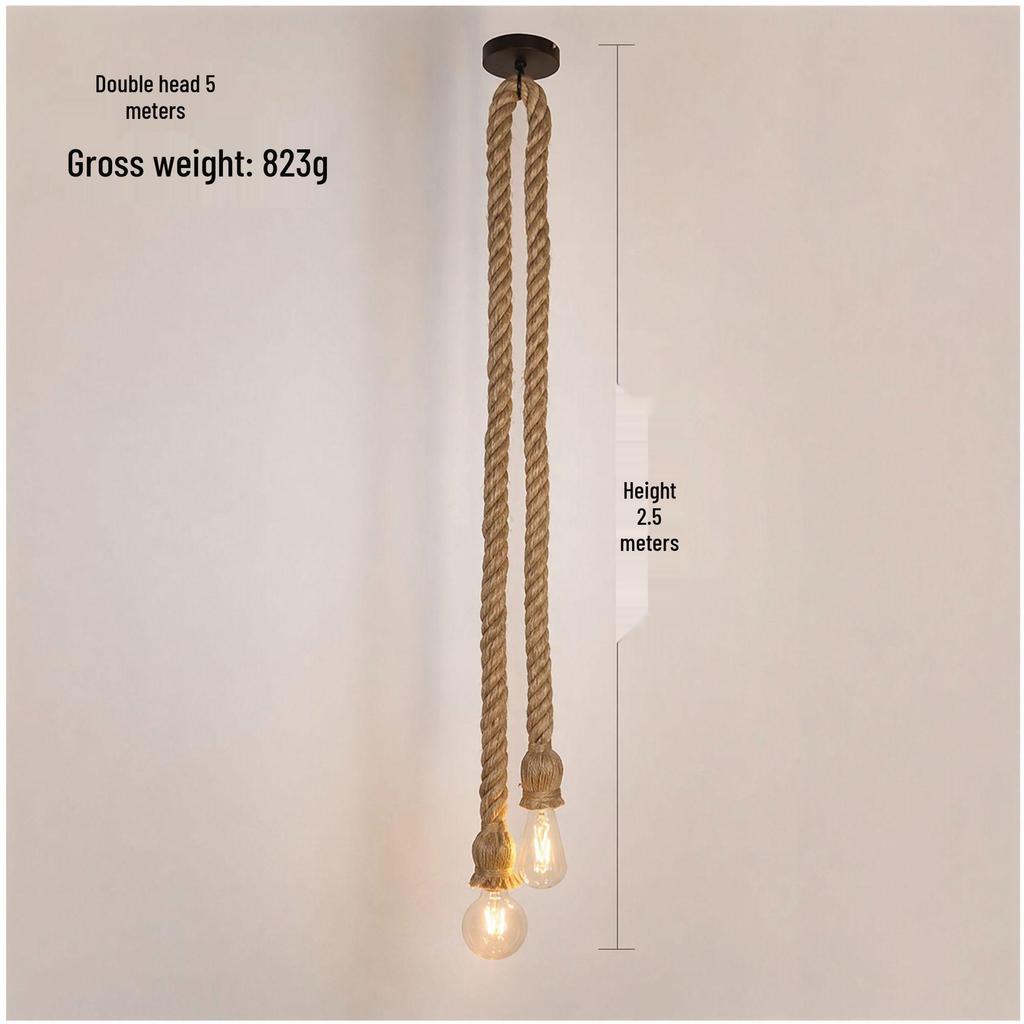 American Retro Hemp Rope Pendant Lamp for Restaurants, Hotels, Shops, and Bars