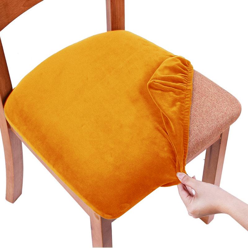 Soft Velvet Spandex Dining Chair Covers Removable Washable Elastic Seat Cushion Slipcover