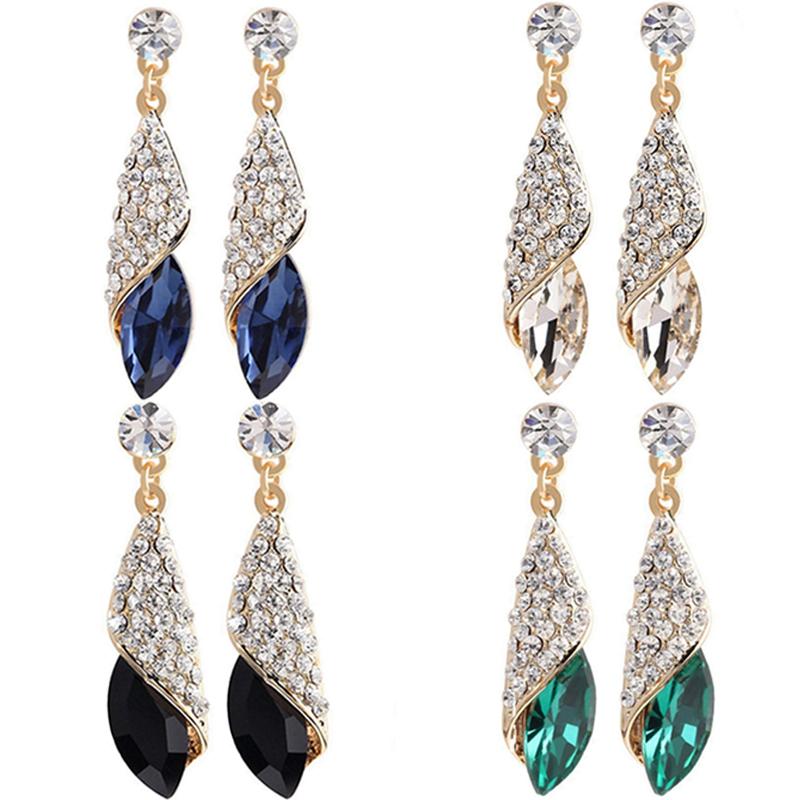 

Модные хрустальные серьги Женские серьги с горным хрусталем в виде капли воды Элегантные украшения для вечеринки Свадебные аксессуары для вечернего платья Сверкающие серьги-подвески для нее One Size